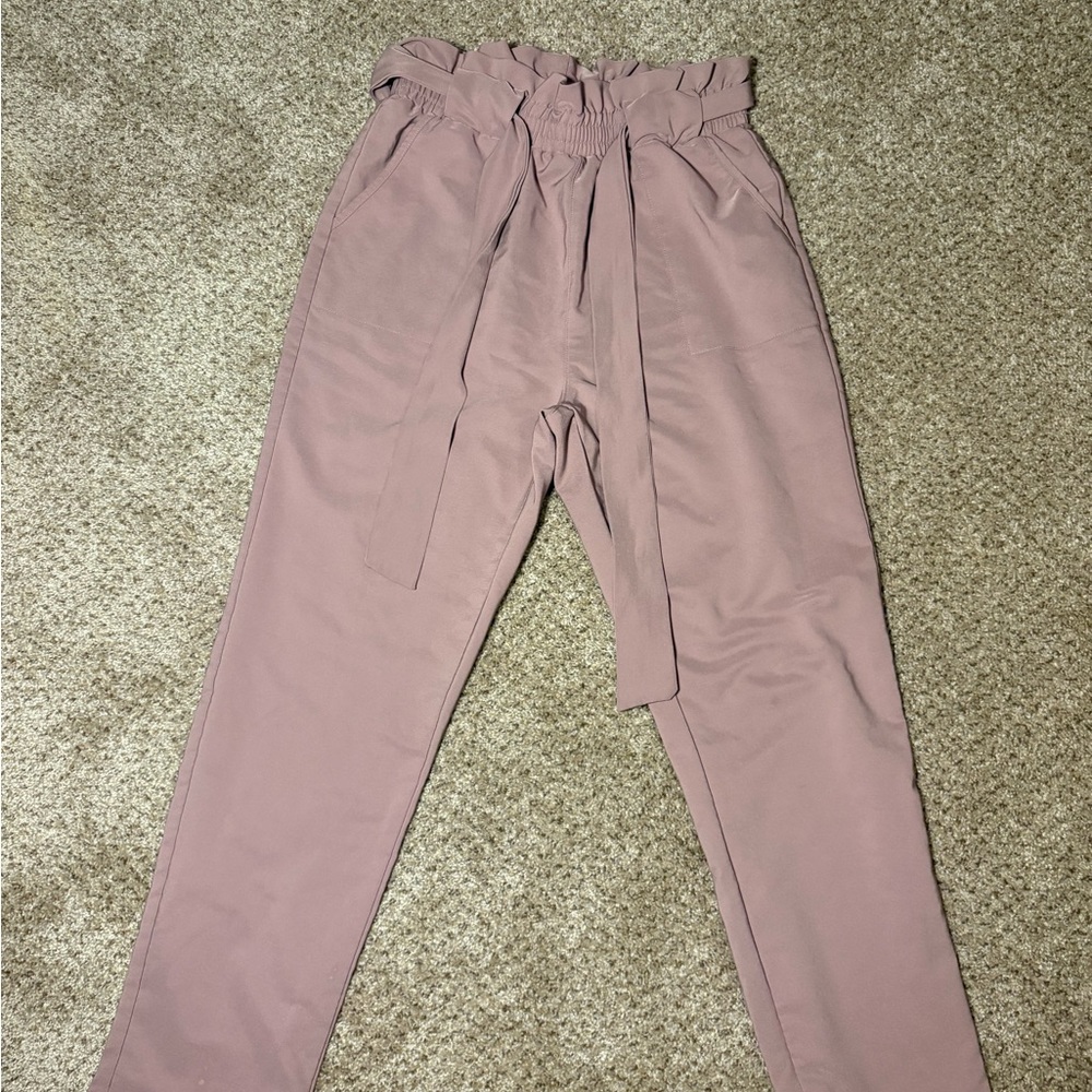 Grace Karin Mauve Paperbag Waist Pants